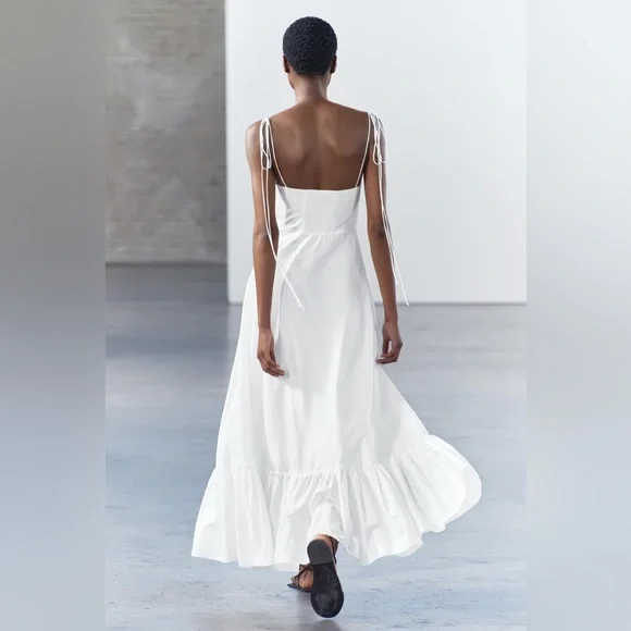 ZARA RUFFLED POPLIN DRESS - Picture 5 of 14